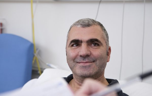 Man in a hospital bed