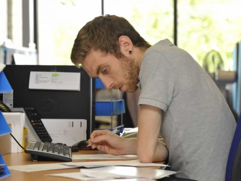 A man working at a desk