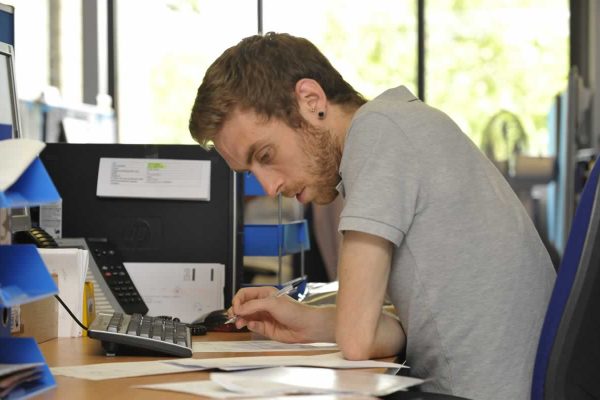 A man working at a desk