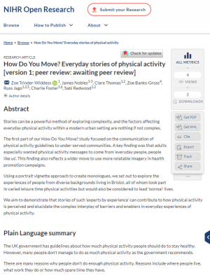 Screen shot of the How Do You Move paper containing participant stories