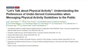 Lets talk about physical activity