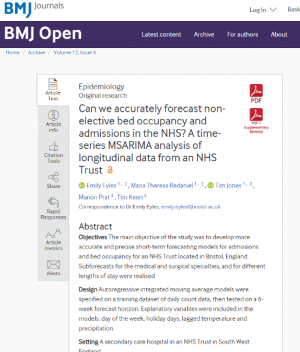 Screen shot of the BMJ Open hospital admissions forecasting paper