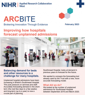 Forecasting planned admissions BITE screenshot