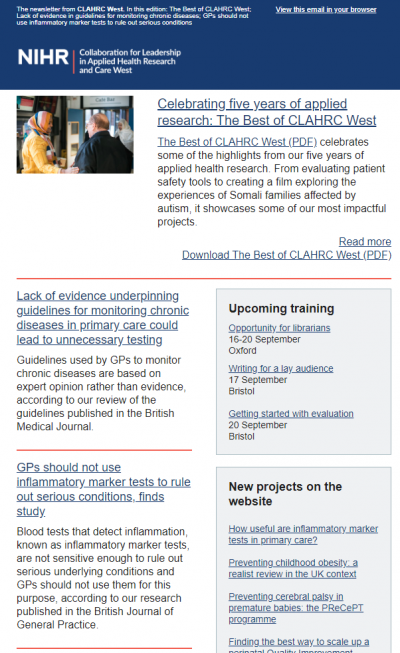 CLAHRC West newsletter 1 July 2019