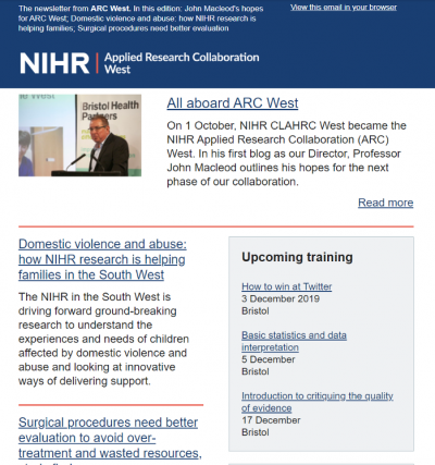ARC West email newsletter – October 2019