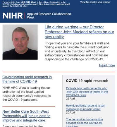 ARC West email newsletter – April 2020