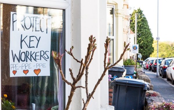 A Bristol house with a sign protesting the lack of PPE during the coronavirus pandemic