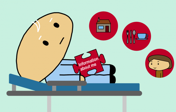 Illustration of frail older hospital patient