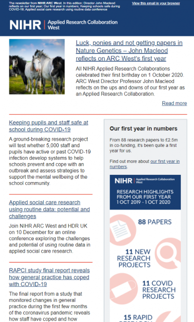 ARC West email newsletter – October 2020