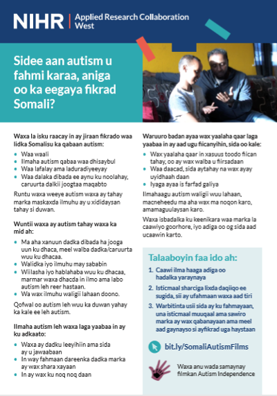 How can I understand autism from a Somali perspective factsheet in Somali