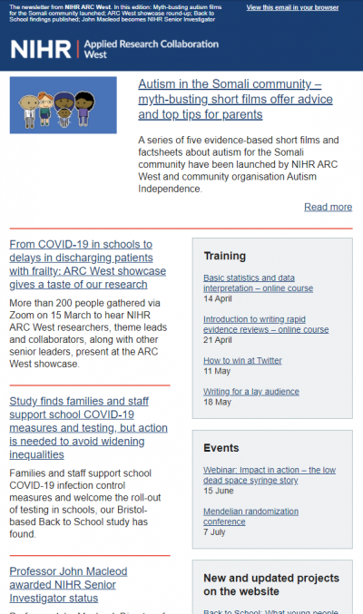 ARC West email newsletter – March 2021