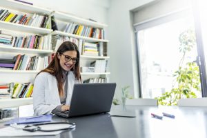 A doctor in a medical library