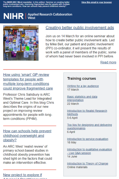 Screenshot of our February 2022 email newsletter