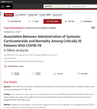 Screen shot of the JAMA paper looking at the use of corticosteroids to treat covid