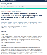 Screen shot of the Hope mixed methods paper