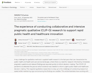 Screen shot of the CLIP Q paper in Frontiers of Sociology