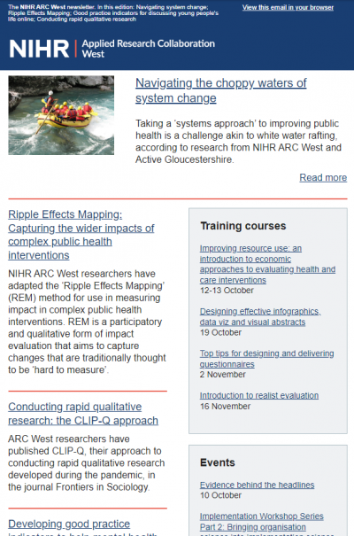 Screen shot of the September 2022 email newsletter