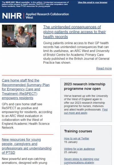 ARC West email newsletter – December 2022