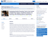 Screenshot of Lucy Biddle's paper about developing digital suicide prevention tools for young people