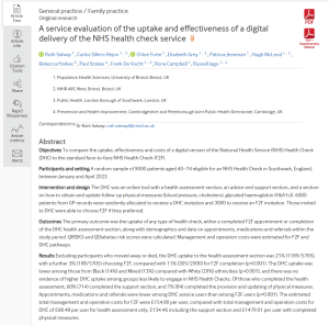 Digital health checks in Southwark quali paper screenshot