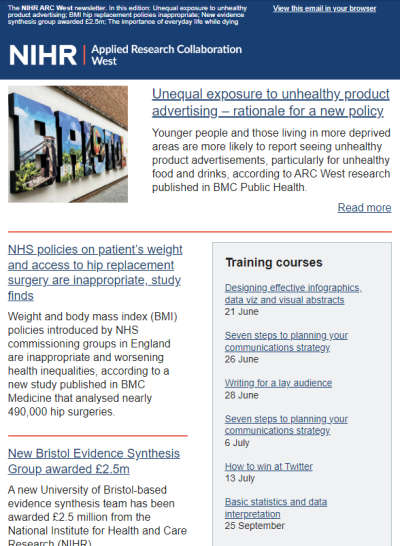 Screenshot of the June 2023 email newsletter