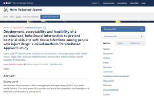 Screenshot of paper about the REACT toolkit aimed at reducing bacterial and soft tissue infections in people who inject drugs