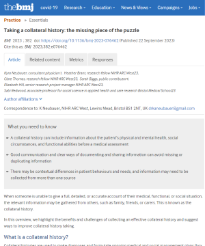 Screen shot of the Collateral History paper