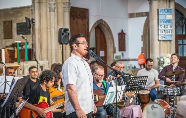 A singer in Dovetail Orchestra