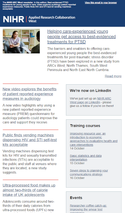 Screenshot of the July 2024 email newsletter