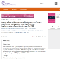 Screen shot of the paper about trauma focused CBT for care experienced young people