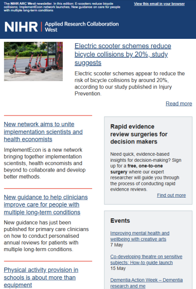 April 2025 email newsletter screenshot