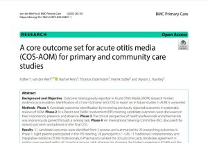 Screenshot of the paper titled A core outcome set for acute otitis media (COS-AOM) for primary and community care studies