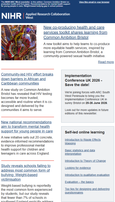 Screenshot of the ARC West June 2025 newsletter