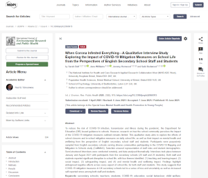 Screenshot of the paper When Corona Infested Everything—A Qualitative Interview Study Exploring the Impact of COVID-19 Mitigation Measures on School Life from the Perspectives of English Secondary School Staff and Students