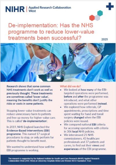 De-implementation: Has the NHS programme to reduce lower-value treatments been successful?