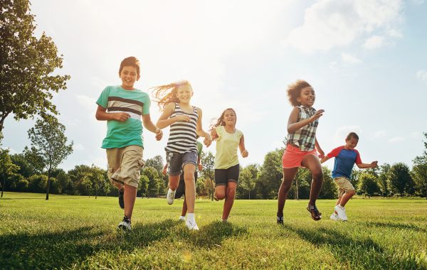Children running together outside